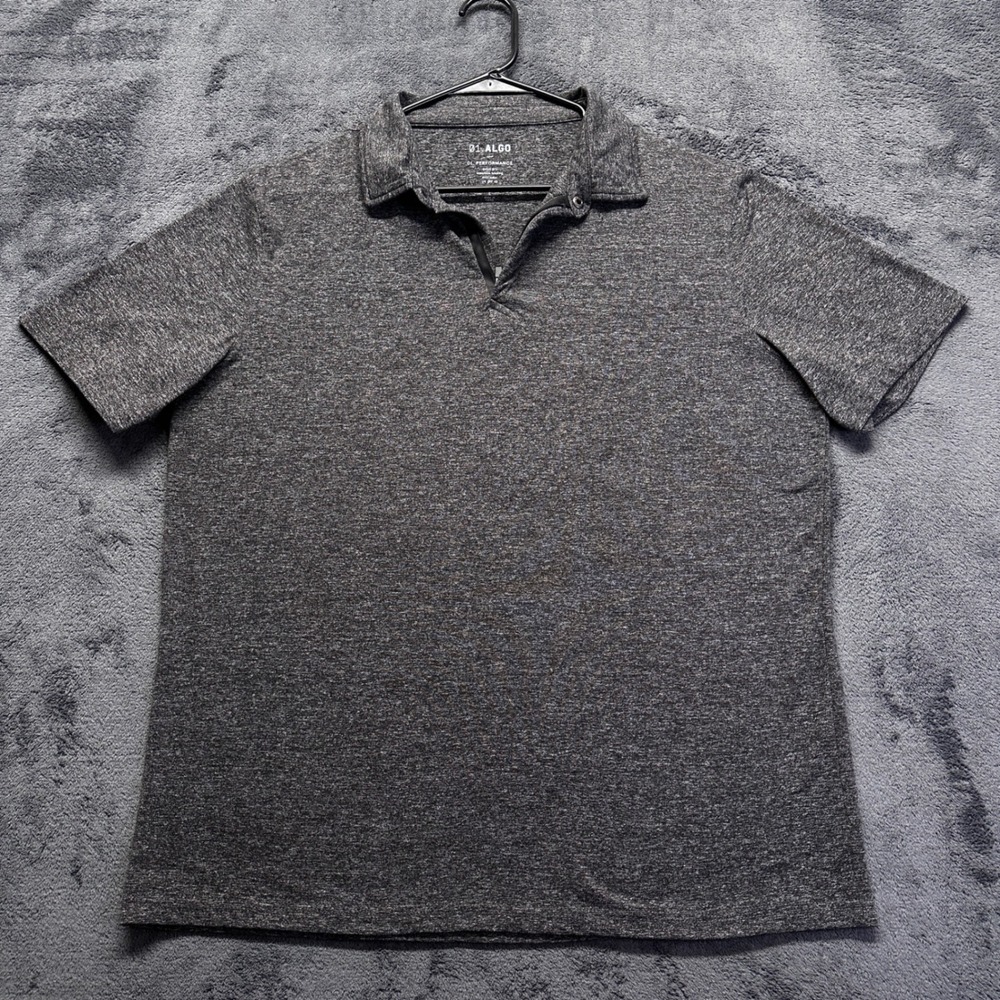 01 ALGO Performance Polo Shirt Mens Large Grey Quarter Zip Quick Dry SPF 40